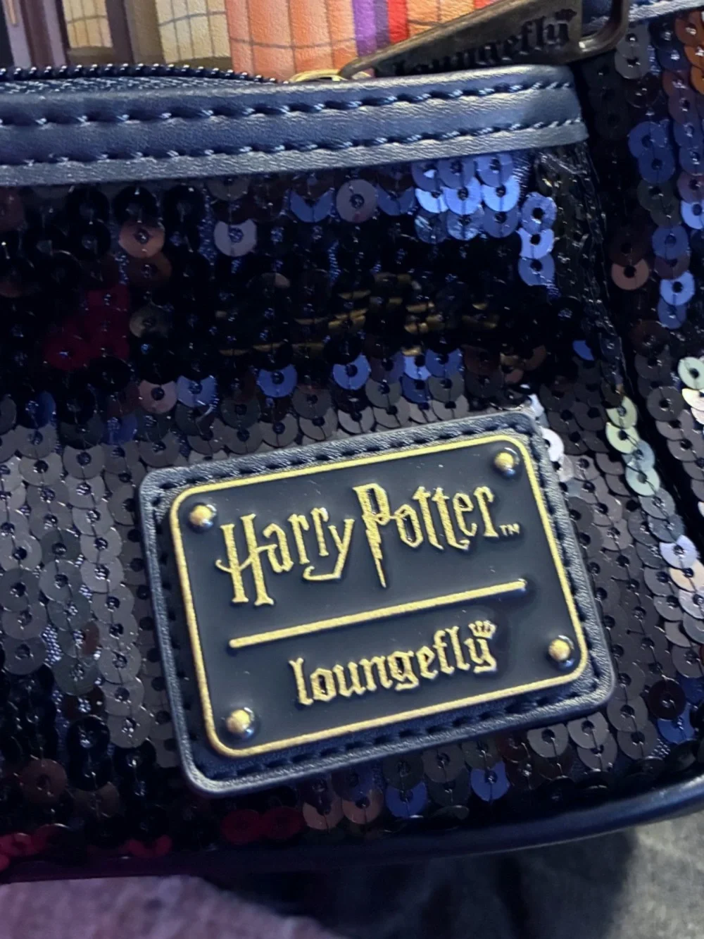 Loungefly Harry Potter Diagon Alley Navy Gold Star Sequin Mini Backpack